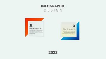 Two numbered rectangular frames placed in horizontal row. Concept of 6 stages of marketing strategy. Modern flat infographic design template. Simple vector illustration for business presentation.