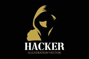 misterioso hombre con capucha chaqueta para hacker icono ilustración vector