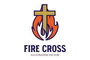 Burn Fire Flames with Jesus Christian Cross Symbol Illustration vector