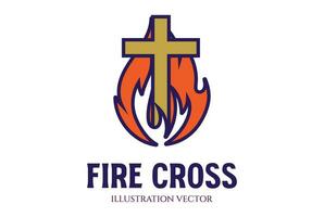 Burn Fire Flames with Jesus Christian Cross Symbol Illustration vector