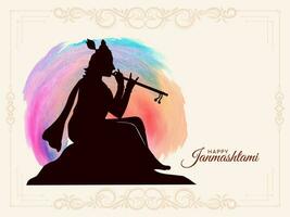 Happy Janmashtami Indian festival celebration with lord Krishna vector