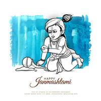Happy Janmashtami Indian festival celebration greeting background vector