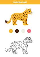 Color cartoon yellow jaguar. Worksheet for kids. vector