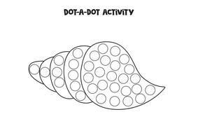 Dot a dot game for preschool kids. Cute seashell. vector