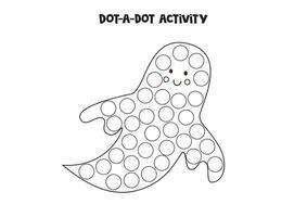 Dot a dot game for preschool kids. cartoon ghost. vector