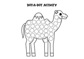 Dot a dot game for preschool kids. Cute cartoon camel. vector