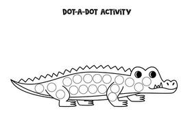 Dot a dot game for preschool kids. Cute cartoon crocodile. vector