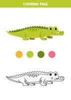 Color cartoon crocodile. Worksheet for kids. vector