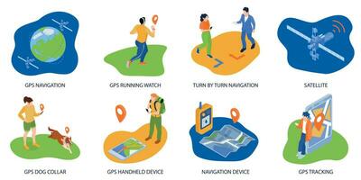 Isometric GPS Navigation Compositions vector