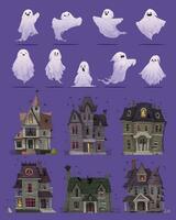 Ghost Old House Set vector