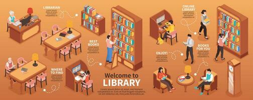 biblioteca infografía conjunto vector