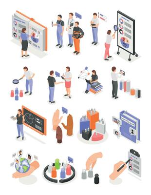 Sociology Isometric Icon Set