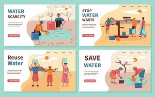 Save Water Websites Set vector