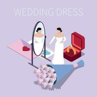 Wedding Bride Isometric Composition vector