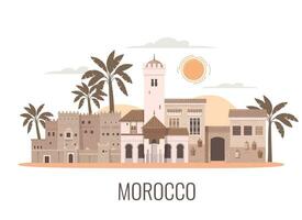 Flat Morocco Travel Composition vector