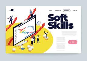 Soft Skills Isometric Banner vector