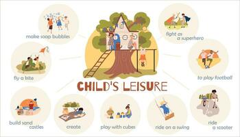 Playing Children Infographic Set vector