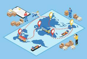 Isometric Export Routes Composition vector