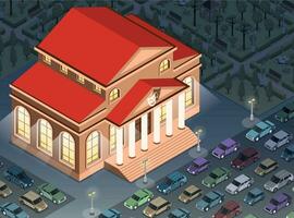 Theater Building Isometric Background vector