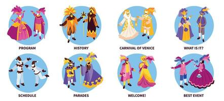 Isometric Venetian Costumes Compositions vector