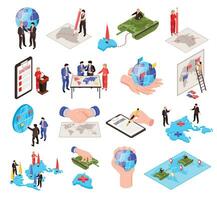 Isometric Geopolitics Icon Set vector