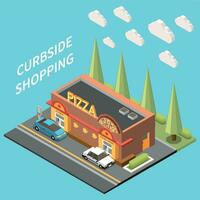 Curbside Pizza Isometric Composition vector