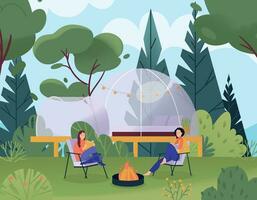 Glamping Flat Concept vector
