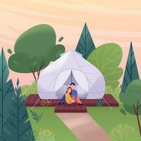 Glamping Flat Concept vector