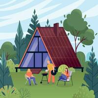 Glamping Flat Concept vector