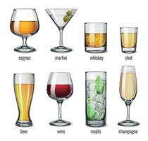 Alcohol Drink Glasses Set vector