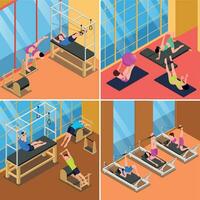 Pilates Square Compositions Set vector