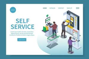 Self Service Isometric Website vector