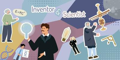 Inventor Scientist Flat Collage vector