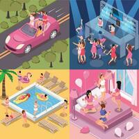 Bachelorette Party Square Compositions vector