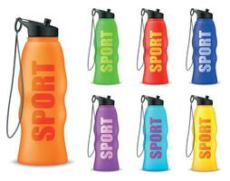 Multicolored Sport Flasks With Carry Strap vector