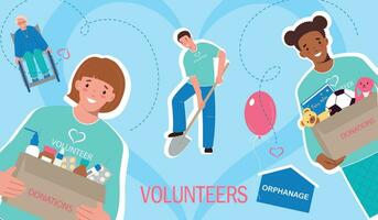 Volunteering Flat Collage vector