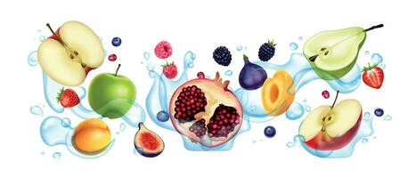 realista agua frutas vector