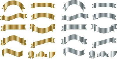 Gold and Silver Ribbons set vector