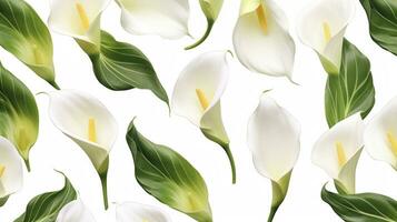Calla Lily flower pattern background. Flower background texture. Generative AI photo