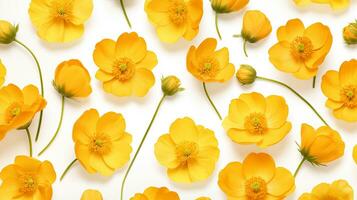 Buttercup flower flower pattern background. Flower background texture. Generative AI photo