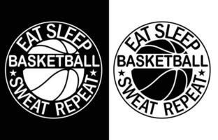 comer dormir baloncesto t camisa diseño vector