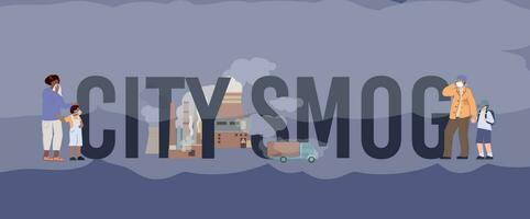 ciudad niebla tóxica texto composición vector