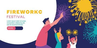 Firework Banner Flat vector