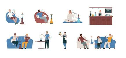 Hookah Bar Flat Icon Set vector