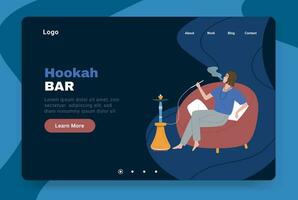 Hookah Bar Flat Banner vector