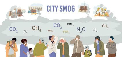 City Smog Flat Infographics vector