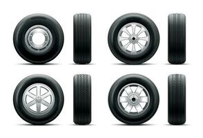 Wheel Tire Realistic Set vector