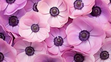 anemone flower pattern background. Flower background texture. Generative AI photo