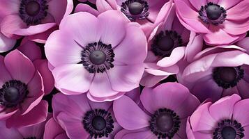 anemone flower pattern background. Flower background texture. Generative AI photo