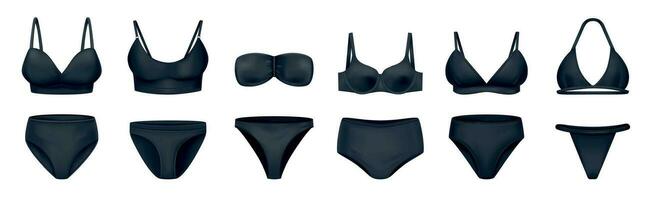 hembra bikini realista conjunto vector